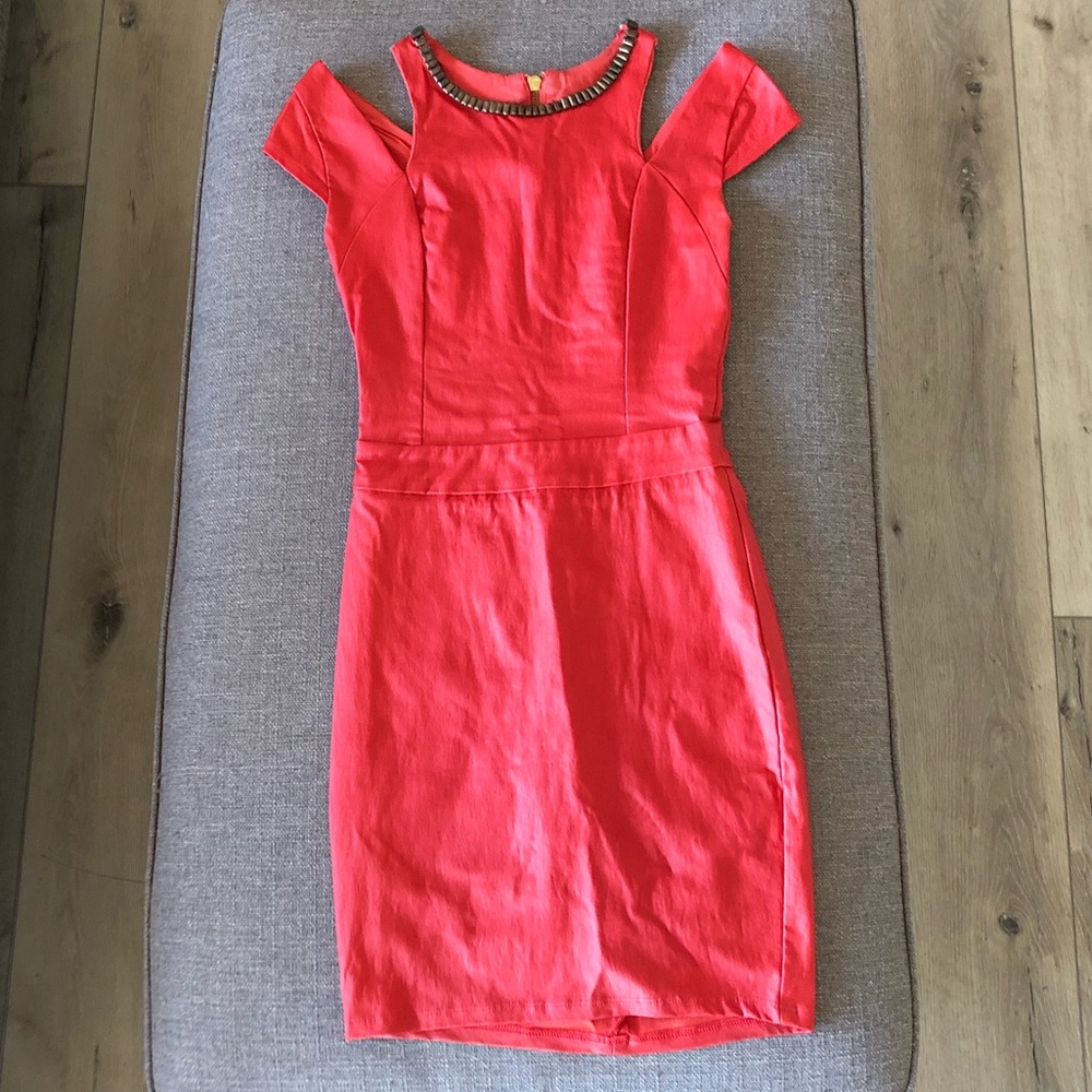 Coral fitted dress